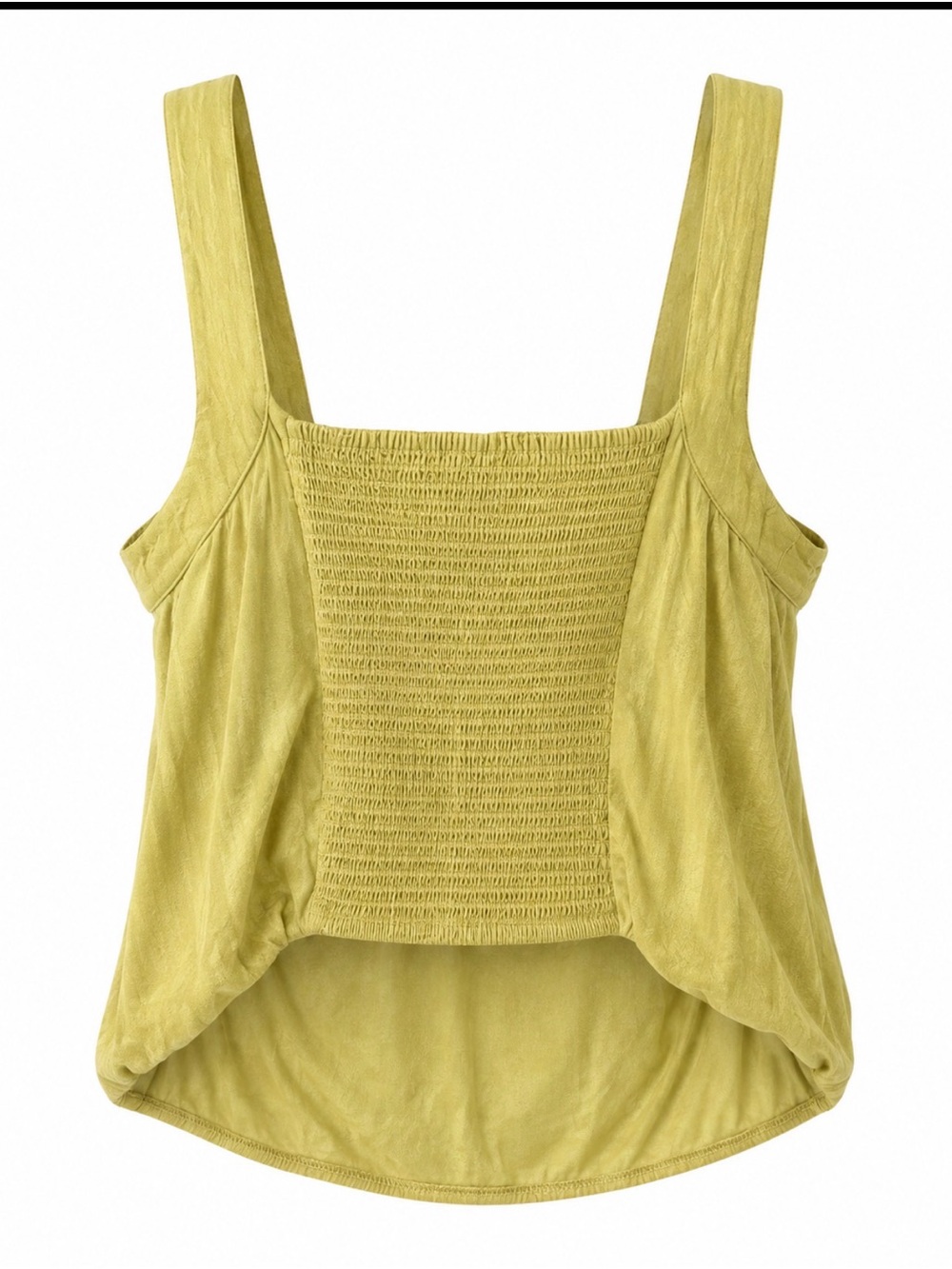 Free People Smocked Bubble Hem Tank Top Light Olive Green Size Medium - Picture 2 of 4